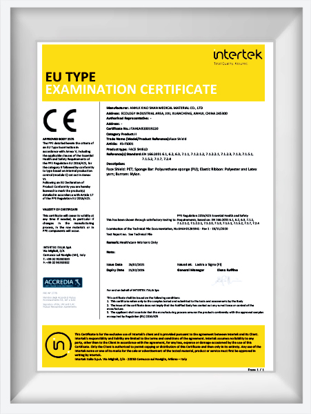 Masque de protection Certificat CE 2021