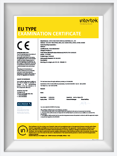 Masque de protection Certificat CE 2021